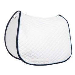 TuffRider Basic All Purpose Pad With Trim And Piping -Weatherbeeta Shop 100558 JPC TuffRider.Basic .AllPurpose.Saddle.Pad .Trim Piping White.Navy .LightBlue Side