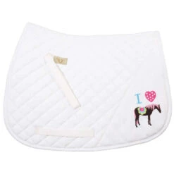 TuffRider I Heart Pony Girl Saddle Pad -Weatherbeeta Shop 100749 JPC TuffRider I.Heart .Pony .Girl .Saddle.Pad White
