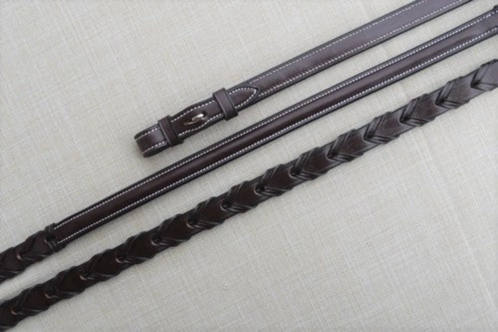 KL Select Raised Fancy Laced Reins With White Stitching