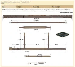 HDR Pro Mono Crown Padded Fancy Bridle -Weatherbeeta Shop HDR Bridle 5099 Size Chart