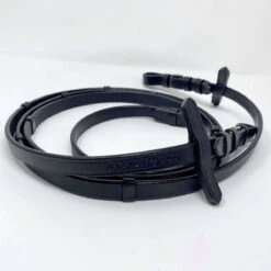 Halter Ego Black Flat Leather Rubber Lined Reins With Stops -Weatherbeeta Shop Halter.Ego Flat.Leather.Rubber.Lined .Reins .W.Stops Black 2