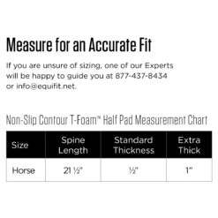 EquiFit Non-Slip Standard Thick Contour Half Pad -Weatherbeeta Shop SizeChart